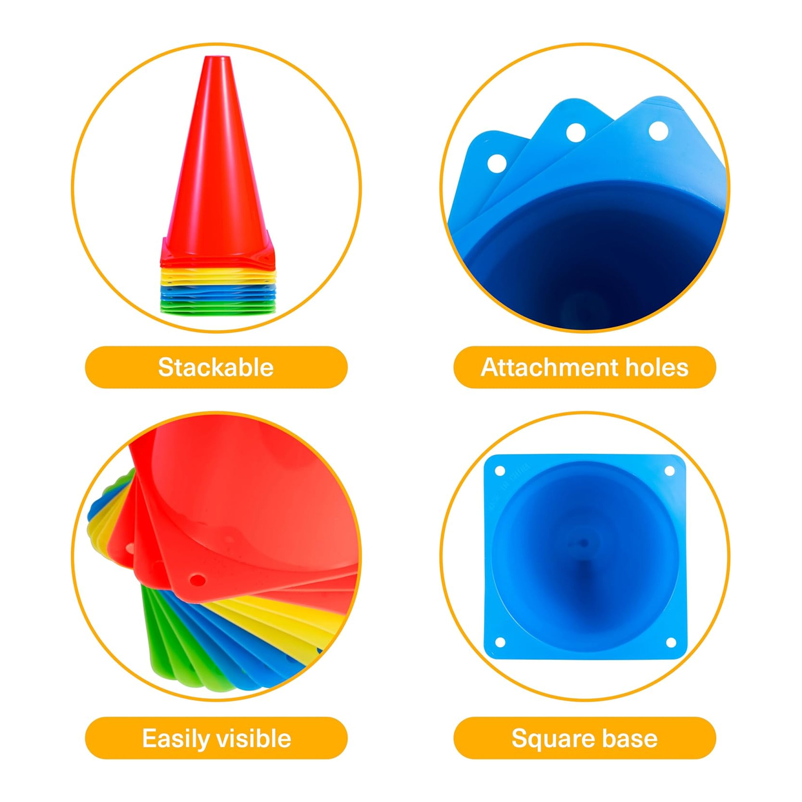 Gait Training Agility Cones Obstacle Marker Cones Set of 12 (Multicolor) - Image 3