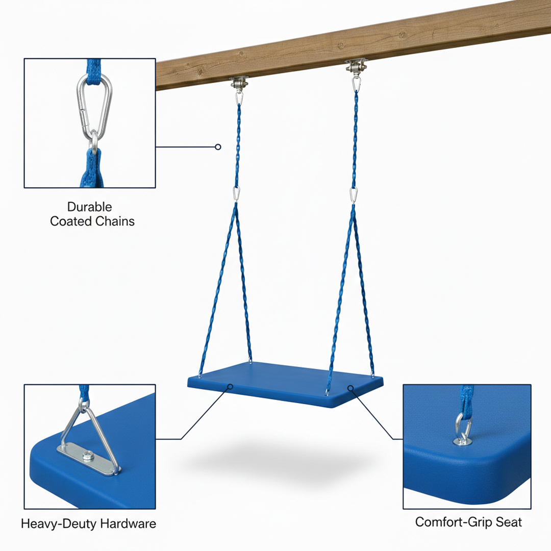 Premium Heavy-Duty Platform Swing with Protective Coated Chains - Image 3