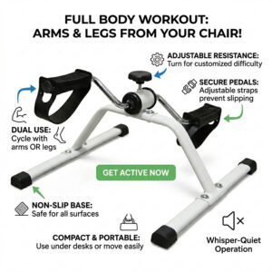 Portable Mini Pedal Exerciser Adjustable Resistance Cycle for Arms & Legs