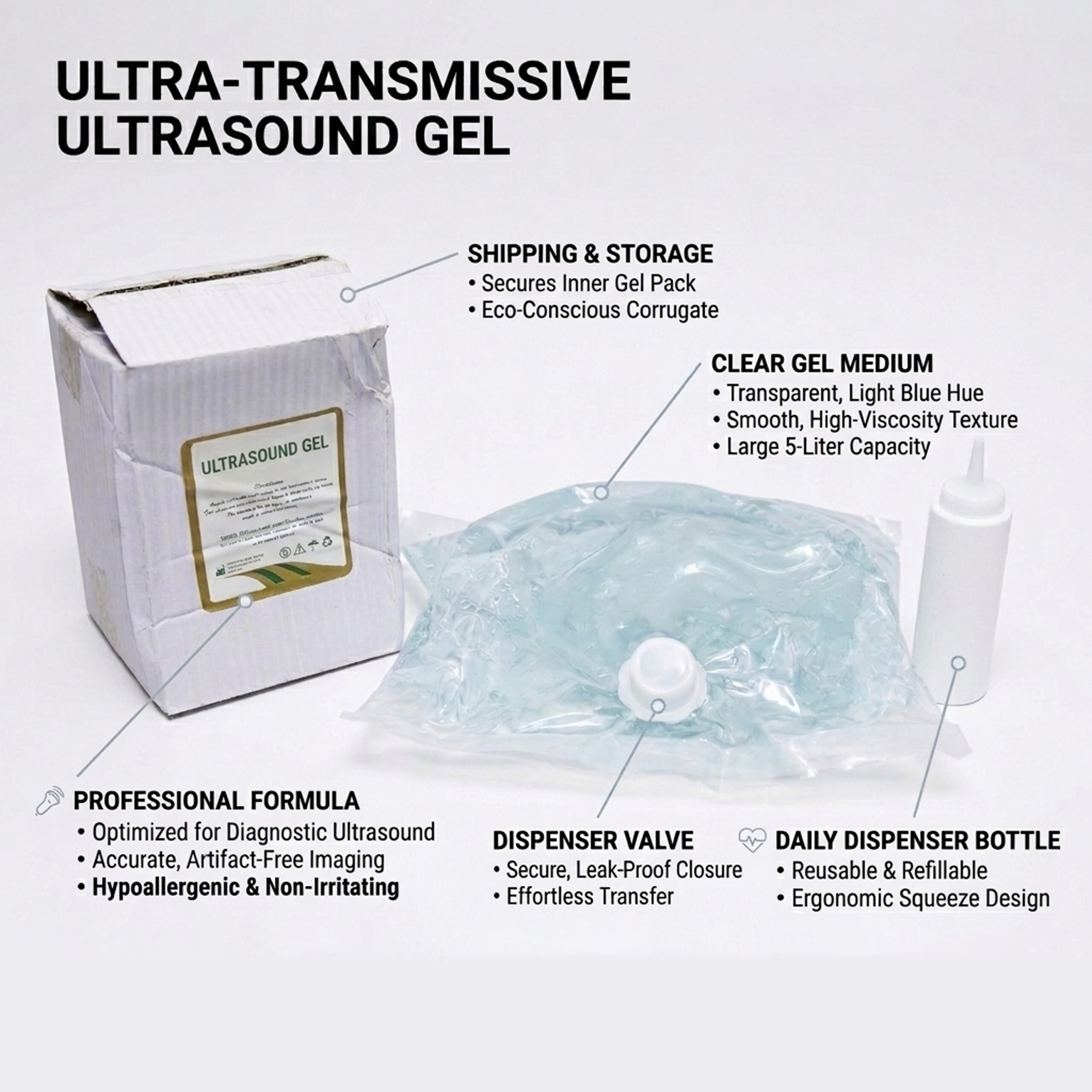 Aqua Ultra-Transmissive Ultrasound Gel Professional 5-Liter Bulk Gel - Image 4