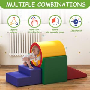 Kids Soft Play 4-Piece Climb and Crawl Foam Set – Toddler Indoor Adventure Gym