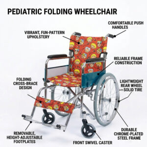 Wheelchair for Children KY 802 Pediatric Folding Wheelchair with Vibrant Design
